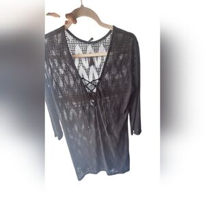 Chic Black Mesh Swim Cover-Up